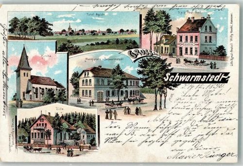 Schwarmstedt 1899 Lithographie Marktplatz Villa Kirche Kais. Postamt