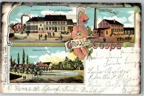 Kospa 1905 Lithographie Brennerei Gasthaus zum hellen Blick
