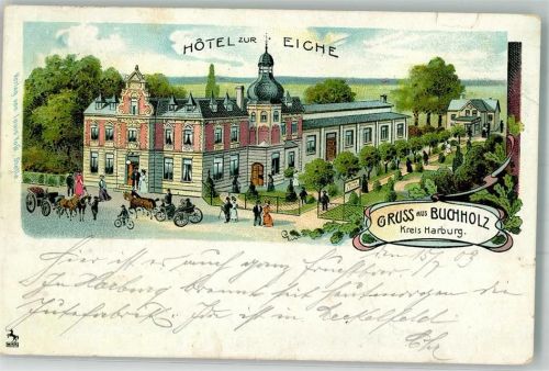 21244 W2110 Buchholz in der Nordheide 1903 Lithographie Hotel zur Eiche