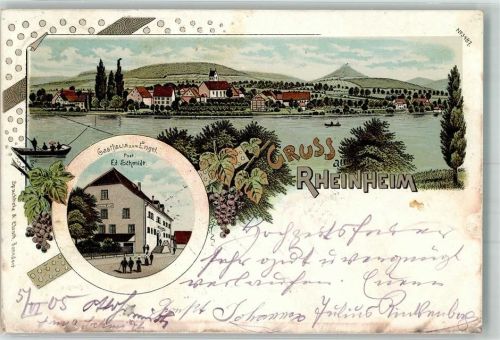 Rheinheim 1905 Hochrhein Fährboot Gasthaus zum Engel