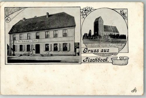 Fischbeck 1901 Gasthaus Grassmann Fahrräder Dorfkirche