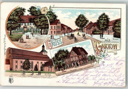 29471 W3136 Gartow , Elbe 1899 Lithographie Postamt Schloß Gartow Dorfstraße