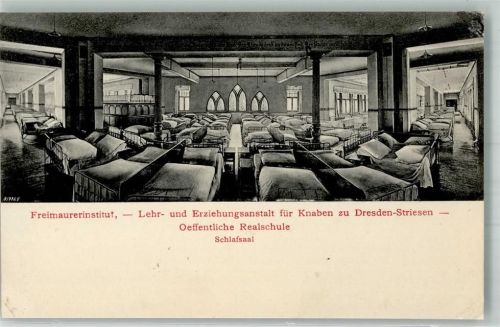 O8000 Striesen Institut Erziehungsanstalt Realschule Schlafsaal Freimaurer 1910