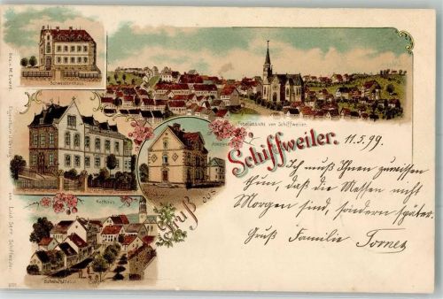 Schiffweiler 1899 Schwesternhaus Rathaus Apotheke Bahnhofstraße