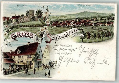 Schloßborn 1899 Schlossruine Gasthaus zum Schützenhof