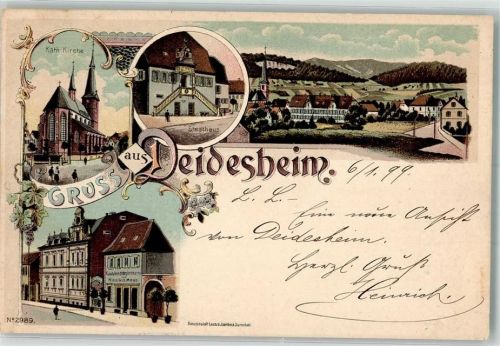 Deidesheim 1899 Kath. Kirche Stadthaus Landschaftsgärtnerei Mees