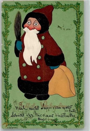 Verlag Erika Nr. 2099 Weihnachtsmann Rute Caspari 1904 Prägedruck