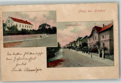 Radeberg 1902 Lotzdorf Friedrich-Straße Flecken
