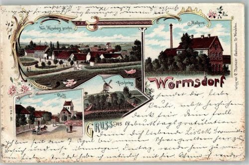 Wormsdorf 1900 Hirschberg Windmühle Molkerei Dorfplatz