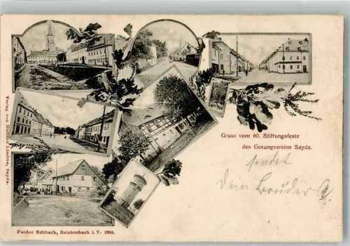 Sayda 1904 60. Stiftungsfest Gesangverein Sayda Dorfstraßenansichten