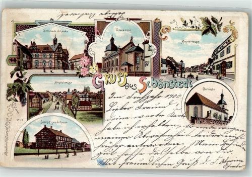 Schönstedt 1900 Hauptstraße Gasthaus zum Schwan Oberkirche Gemeinde-Gasthaus Unterkirche