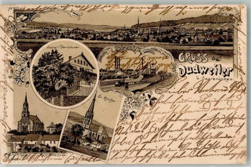 Dudweiler 1900 Ev. Pfarrhäuser Ev. Kirche Zeche