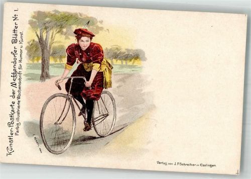 1900 Nr. 1 Frau auf dem Fahrrad