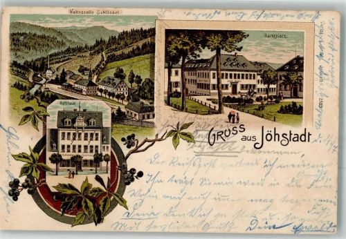 Jöhstadt 1899 Rataus Marktplatz Haltestelle Schlössel