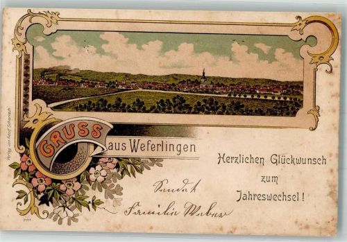 Weferlingen 1908 Ev. Kirche Neujahreskarte
