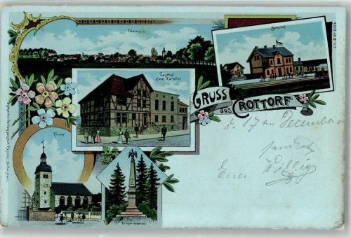 Krottorf 1900 Gasthaus zum Karpfen Bahnhof Kirche Kriegerdenkmal
