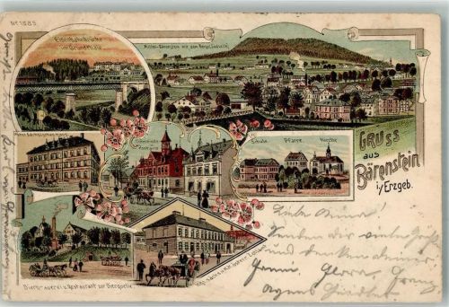 Bärenstein 1900 Gasthaus zur Bierquelle Kgl. sächs. und K.K. österr. Zollamt Hotel Sächsisches Haus Gemeinde- und Postamt
