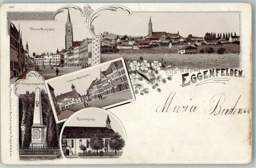 Eggenfelden 1899 Unter- und Oberer Marktplatz Kriegerdenkmal Klosterkirche