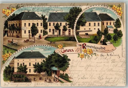 Penig 1909 Gasthaus Rosenlaube zu Wernsdorf Garten Kegelbahn
