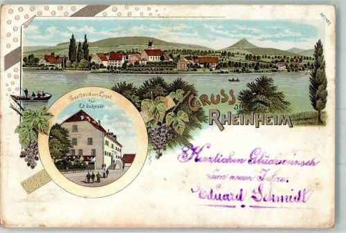 Rheinheim 1899 Hochrhein Fährboot Gasthaus zum Engel