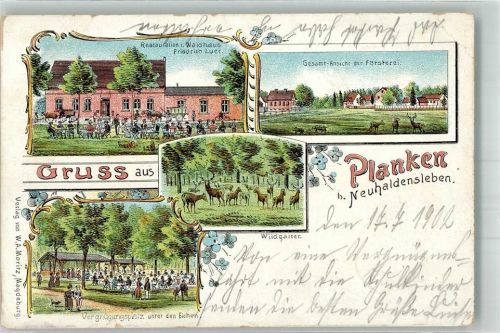 Planken 1902 Gasthaus zum Waldhaus Vergnügungsplatz unter den Eichen Wildwiese Försterei