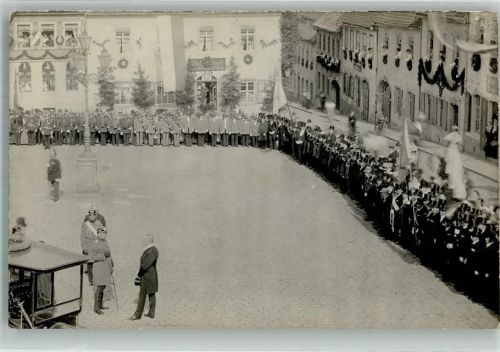 09603 O9201 Siebenlehn 1910 Foto AK Besuch S.M. König Friedrich August am 27. 06. 1910 in Siebenlehn Begrüßung d. den Bürgermeister