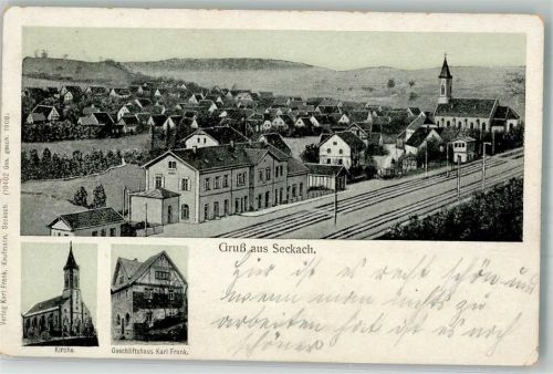 Seckach 1910 Geschäftshaus Frank Bahnhof