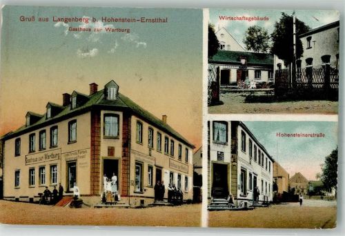 Hohenstein-Ernstthal 1918 Langenberg Gasthaus zur Wartburg Wirtschaftsgebäude Hohensteinerstraße