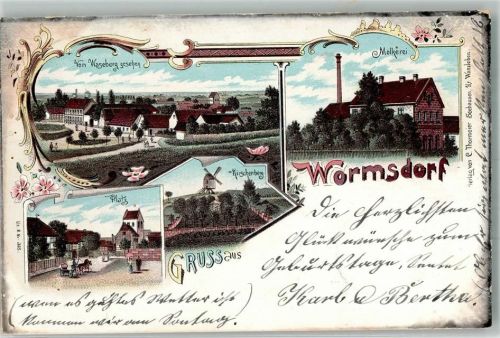 Wormsdorf 1899 Hirschberg Windmühle Molkerei Dorfplatz