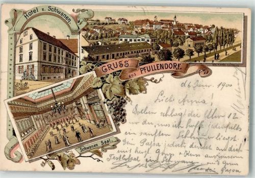 Pfullendorf 1900 Hotel zum Schwanen Schwanen-Saal Bahnpost Pfullendorf- Zug 572