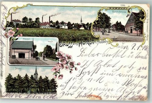 Horst 1900 Bahnhofstraße Himmel Helle Kirche Bahnpoststempel