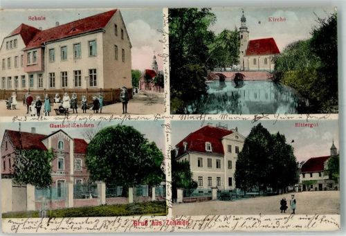 Böhlen 1912 Schule Gasthaus Zehmen Rittergut durch den Tagebau Espenhain überbaggert