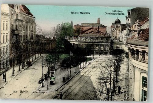 W1000 Berlin Mitte Monbijoustr. Litfaßsäule Oranienburgerstr. Synagoge AK - Geschichte 1908 Gebrauchsspuren