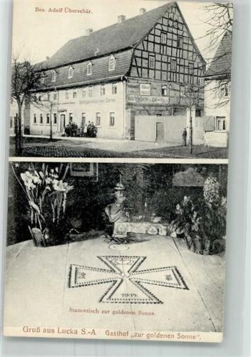 Lucka Gasthaus zur goldenen Sonne Stammtisch Eisernes-Kreuz-Tischdecke