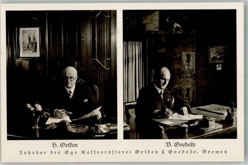 Bremen 1936 H. Oetken + B. Goedeke Inhaber der Kaffeerösterei Neujahrswünsche
