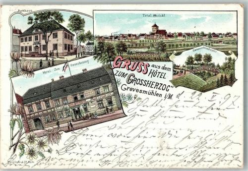 Grevesmühlen 1897 Hotel zum Großherzog Rathaus Kammerherrnbrücke