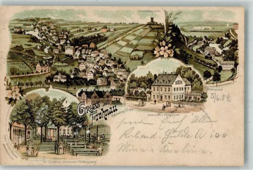 Frohnau 1904 Gasthaus zum Hüttengrund Garten Hüttengrund Bahnpost Chemnitz-Annaberg Zug 1351