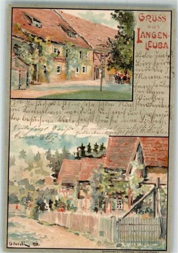 Langenleuba-Niederhain 1902 Gasthaus Wohnsiedlung sign. Jacobi Bahnpost Altenburg-Narsdorf Zug 3257