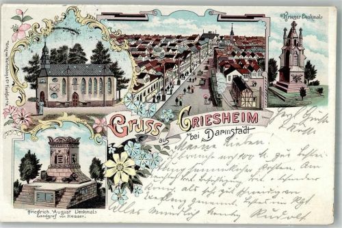 Griesheim 1899 Kriegerdenkmal Friedrich August-Denkmal Dorfstraße Bahn