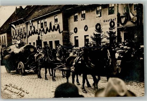 Lucka Festzug Festwagen Gasthaus Bernhard Werth Ort handschriftlich