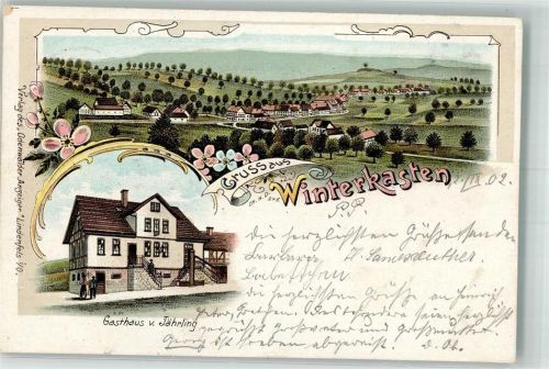 64658 W6145 Winterkasten 1902 Lithographie Gasthaus Jährling