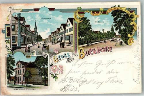Burgdorf 1901 Marktstraße Am Bahnhof Landwirts. Winterschule