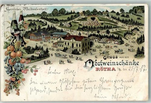 Rötha 1897 Gasthaus Obstweinschänke Beerenweinflaschen