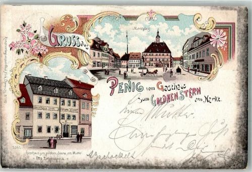 Penig 1901 Gasthaus zum Goldenen Stern Marktplatz