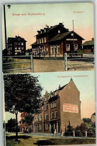 Ginsheim-Gustavsburg Bahnhof Darmstädter Landstraße Kolonial- und Farbwarenhandlung Georg Rügen
