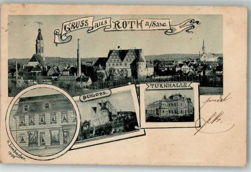 91154 W8542 Roth , Mittelfr 1901 - Schloß Turnhalle Geschäftshaus Limbacher