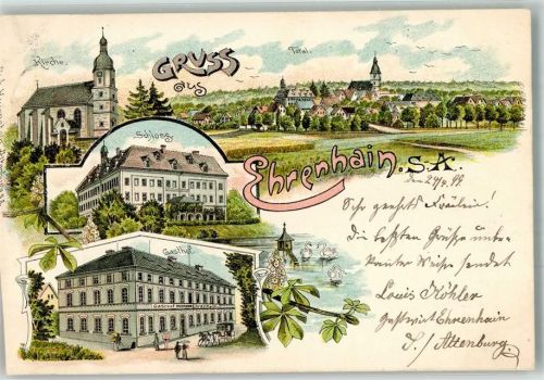 Ehrenhain 1899 Kirche Schloß Gasthaus Ehrenhain