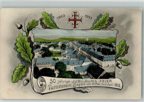 09619 O9215 Sayda 1913 - 50 jähr. Jubiläumsfeier Turnverein Sayda 1919 Eichenblätter Wappen