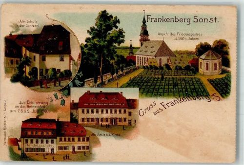 Frankenberg Heimatfest 1900 Friedenspark anno 1860 Alte Schule Handelsschule