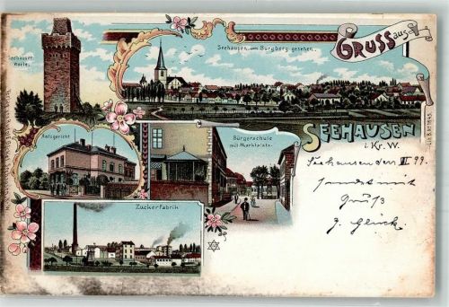 Seehausen 1899 Seehäuser Warte Zuckerfabrik Amtsgericht Bürgerschule